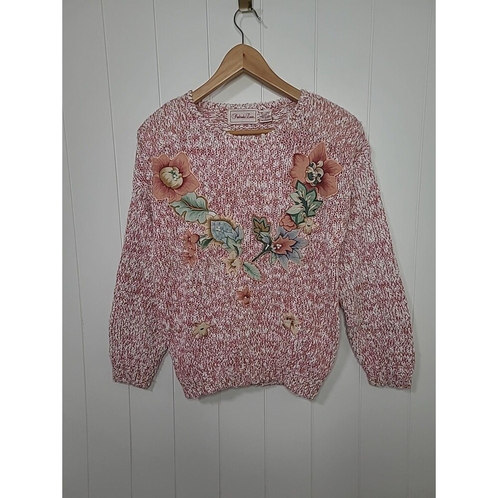 Vintage Penbrooke Lane Sweater Womens Large Floral Boho Cottagecore Knit